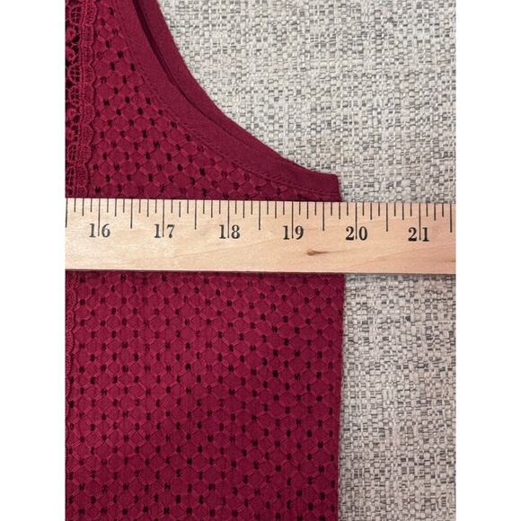 Eden Society Y2K Maroon Sleeveless Top Shirt Sheer Lace Lined Women's Sz Large - Picture 6 of 8